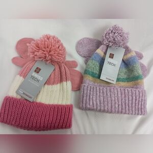 NWT Swiss Tech Kids' Pink and Purple Knit Beanies (#102)